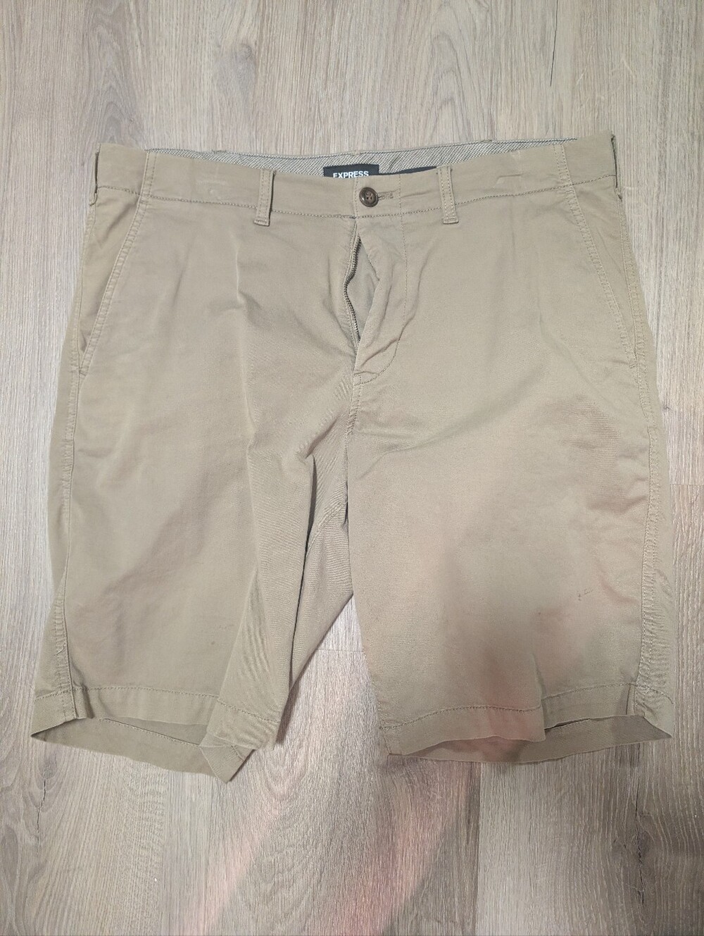 Express Men's Tan Flat-Front Chino Shorts